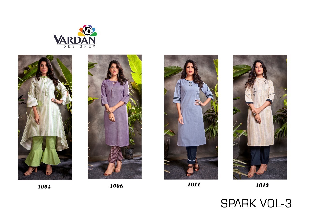 Vardan Designer Spark Vol 3 Heavy South Cotton Kurti With Bottom Catalog