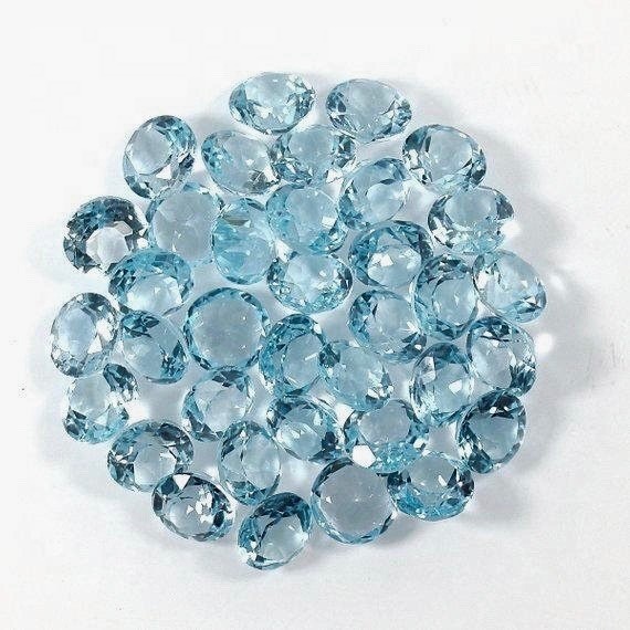 11mm Sky Blue Topaz Faceted Round Loose Gemstones