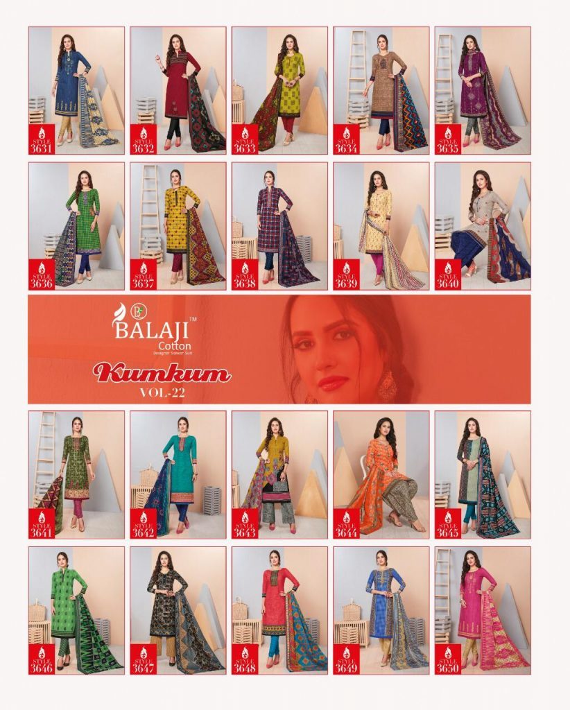 Balaji Kum Kum Vol-22 Printed Cotton Casual Wear Dress Material Catalog