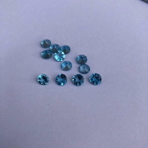 4mm Swiss Blue Topaz Faceted Round Loose Gemstones