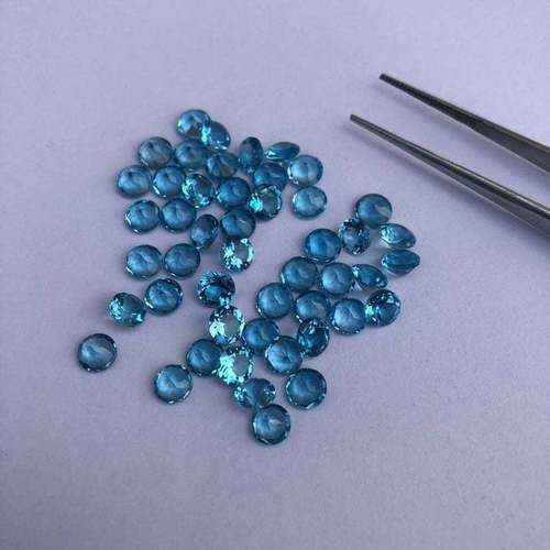 5mm Swiss Blue Topaz Faceted Round Loose Gemstones