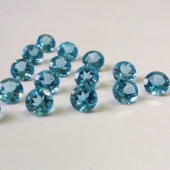 6mm Swiss Blue Topaz Faceted Round Loose Gemstones