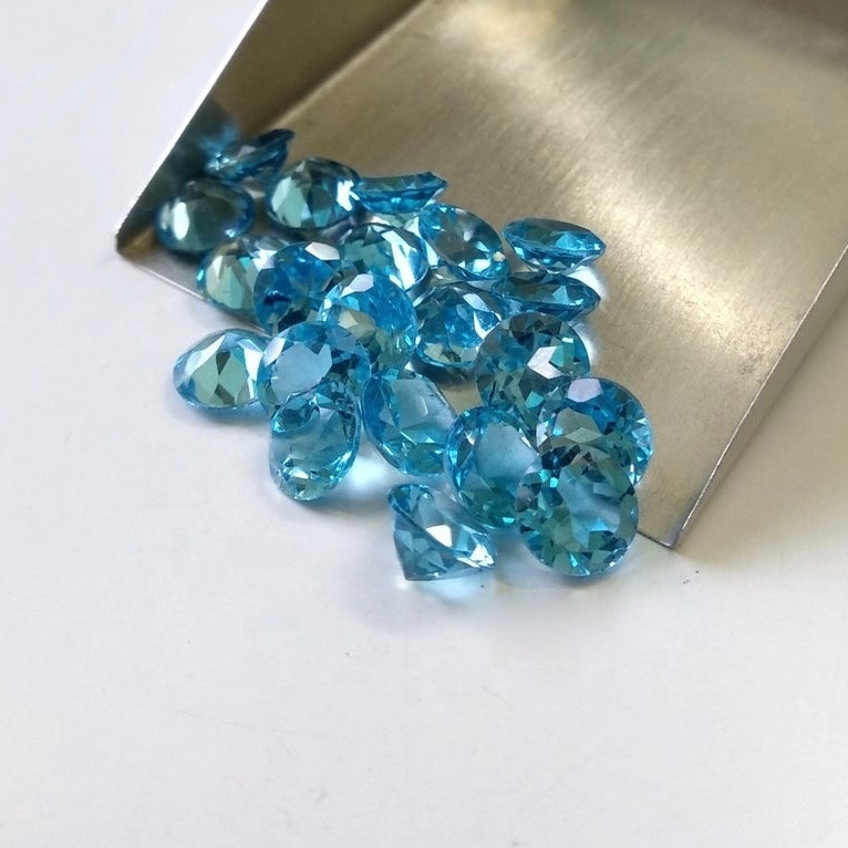 7mm Swiss Blue Topaz Faceted Round Loose Gemstones