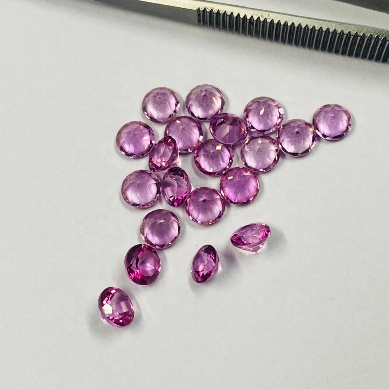 5mm Pink Topaz Faceted Round Loose Gemstones