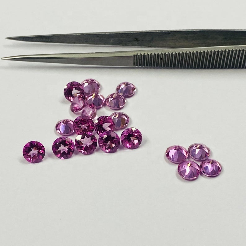 6mm Pink Topaz Faceted Round Loose Gemstones