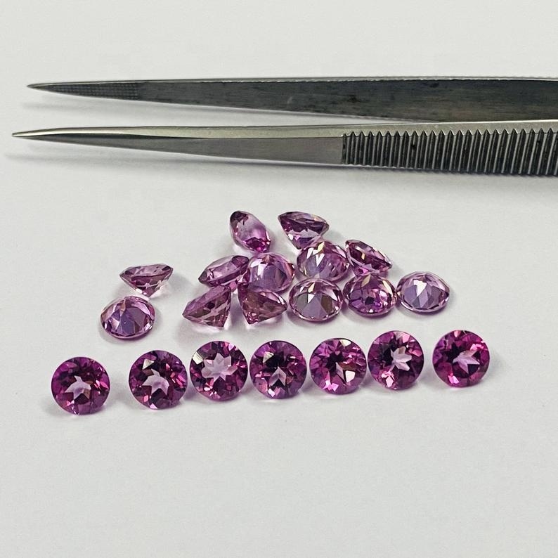7mm Pink Topaz Faceted Round Loose Gemstones