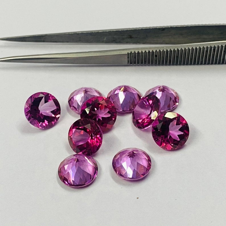 8mm Pink Topaz Faceted Round Loose Gemstones