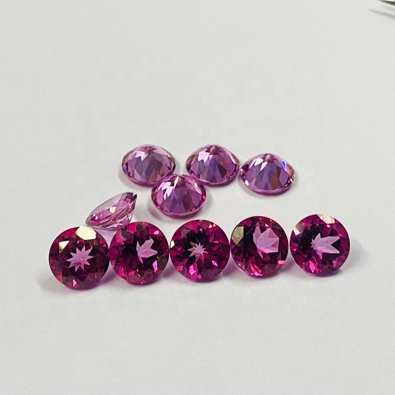 9mm Pink Topaz Faceted Round Loose Gemstones