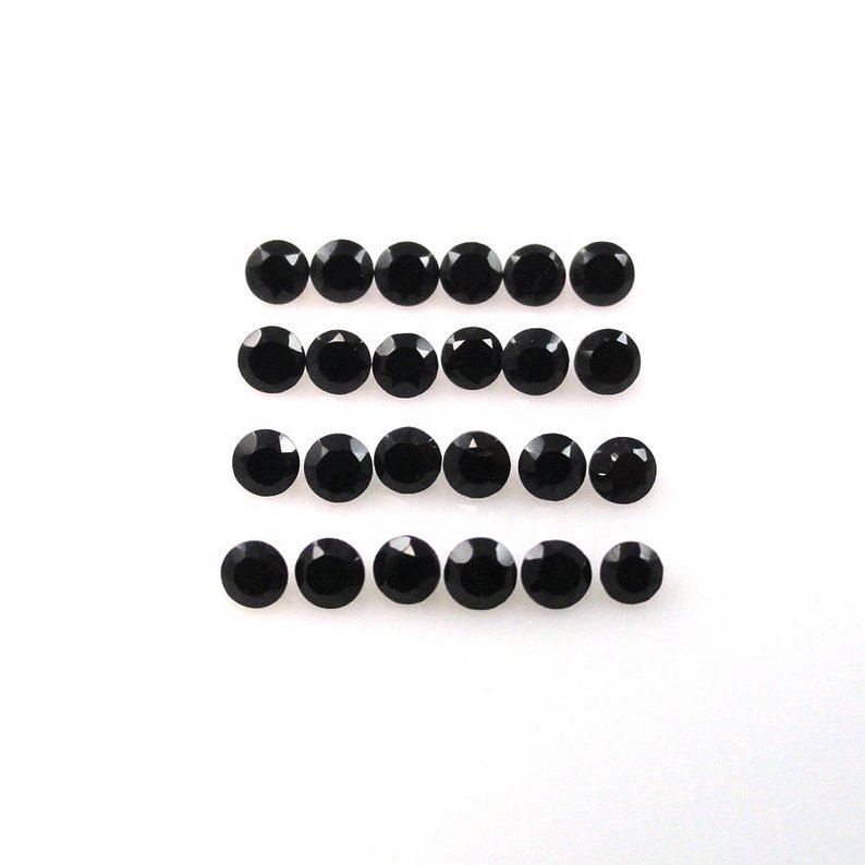 2mm Black Onyx Faceted Round Loose Gemstones