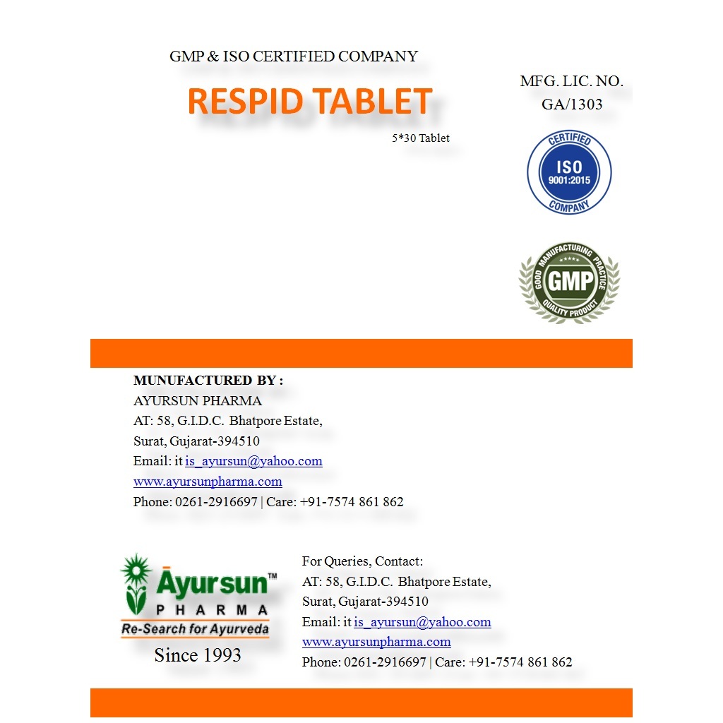 Ayurveda & Herbal Medicine For Respiratory-Respid Tablet