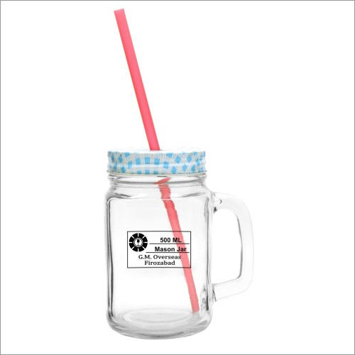 500 Ml Handle Mason Empty Glass Jar With 70mm RO Lid