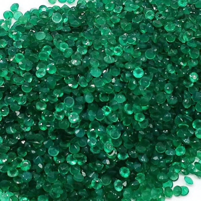 2mm Green Onyx Faceted Round Loose Gemstones