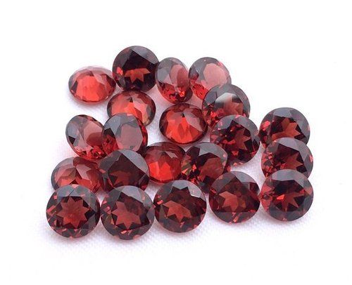 7mm Red Mozambique Garnet Faceted Round Loose Gemstones