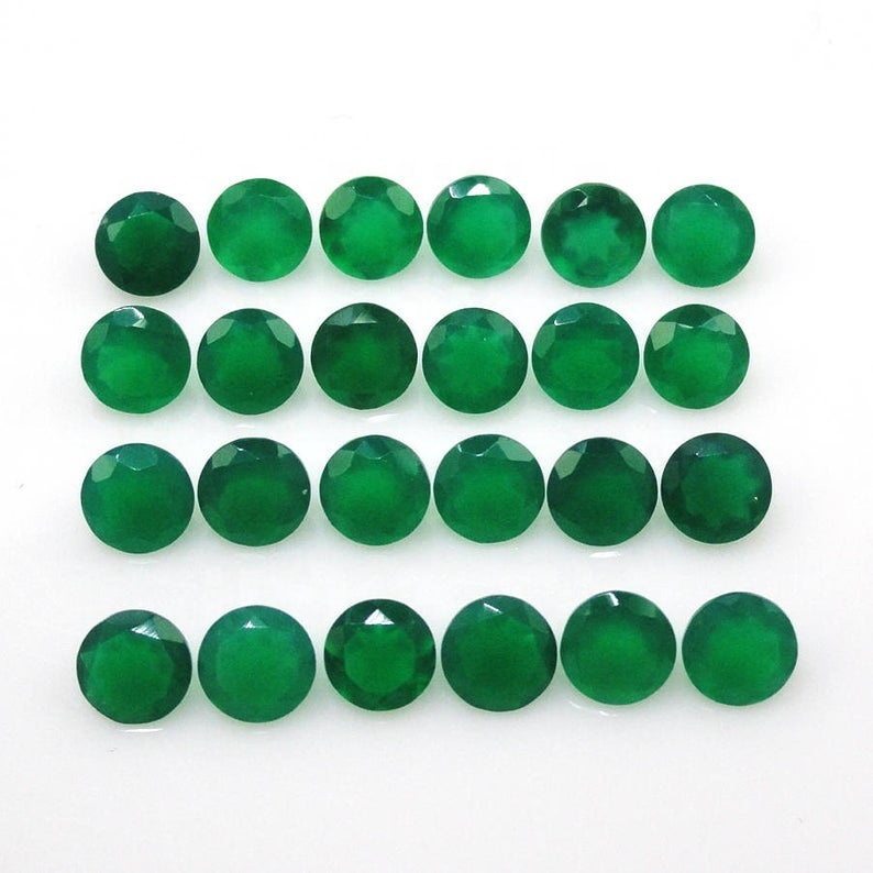 5mm Green Onyx Faceted Round Loose Gemstones