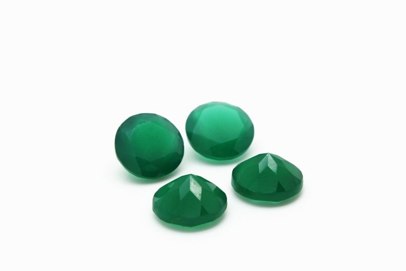 9mm Green Onyx Faceted Round Loose Gemstones
