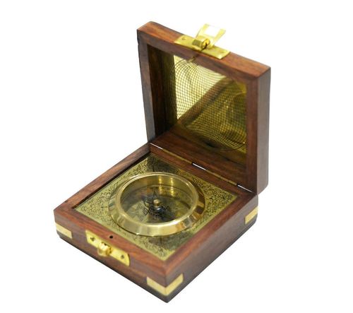 As Shown In Picture Nautical Brass Boxed Compass