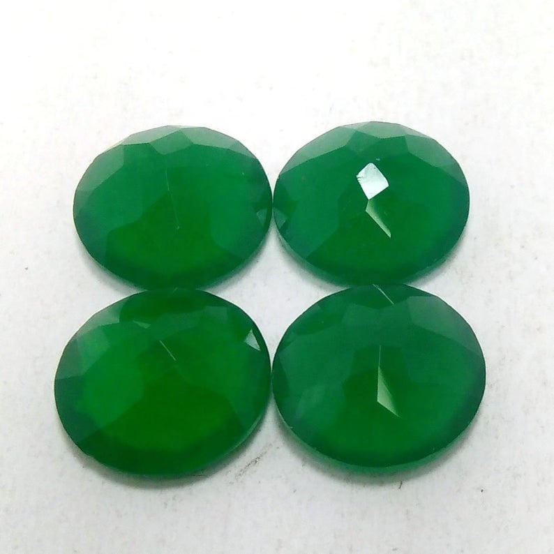 10mm Green Onyx Faceted Round Loose Gemstones
