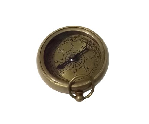Antique Brass Flat Pocket Compass