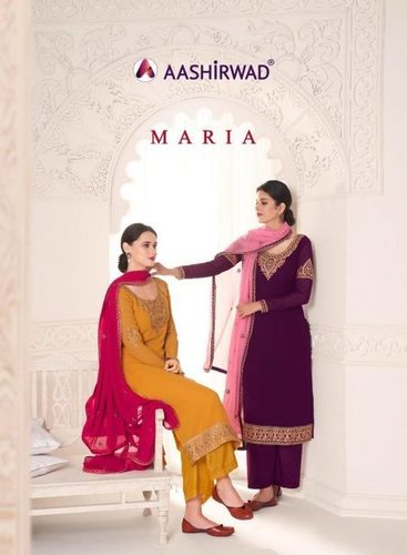 Aashirwad Creation Maria Georgette Designer Salwar Suit Catalog