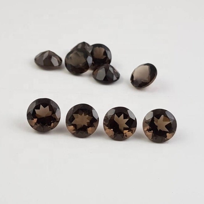 6mm Smoky Quartz Faceted Round Loose Gemstones