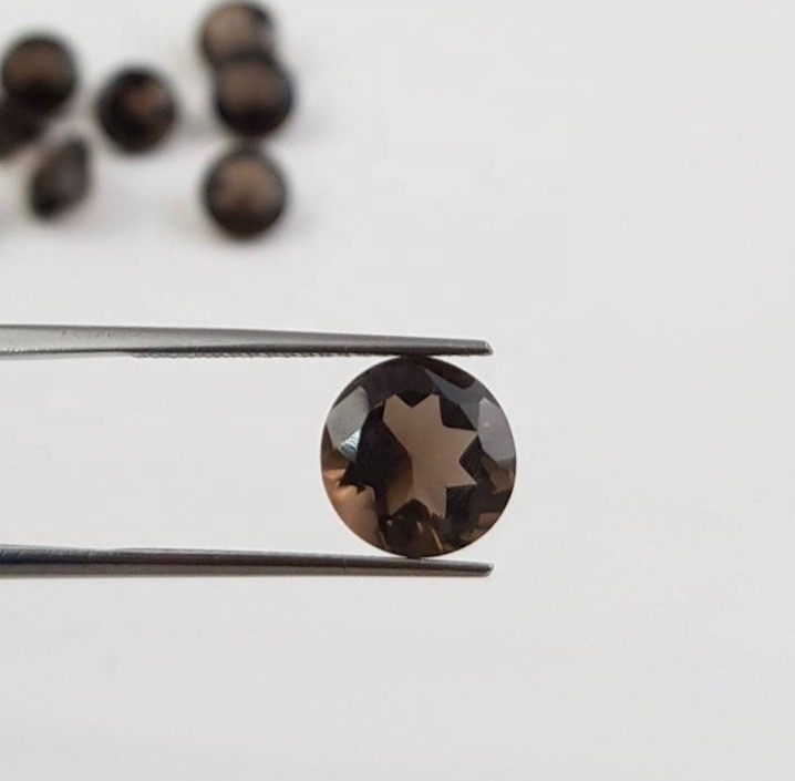 7mm Smoky Quartz Faceted Round Loose Gemstones