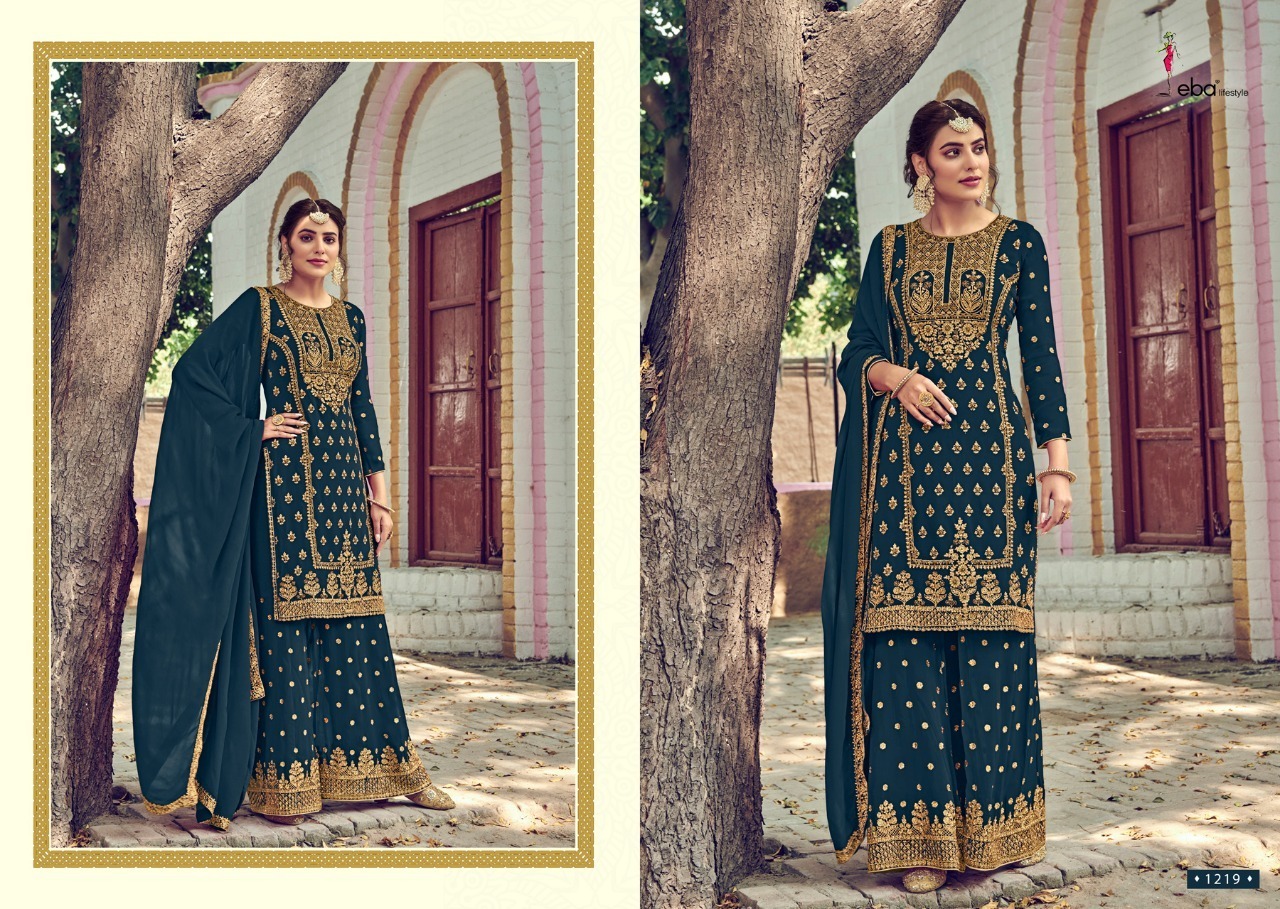 Eba Lifestyle Rose Gold Embroidery Designer Salwar Suit Catalog