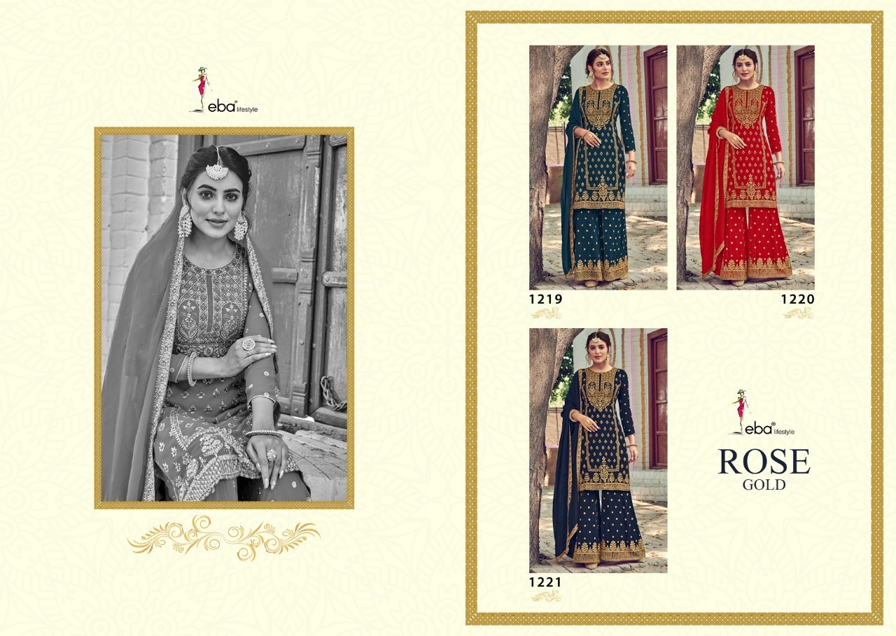 Eba Lifestyle Rose Gold Embroidery Designer Salwar Suit Catalog