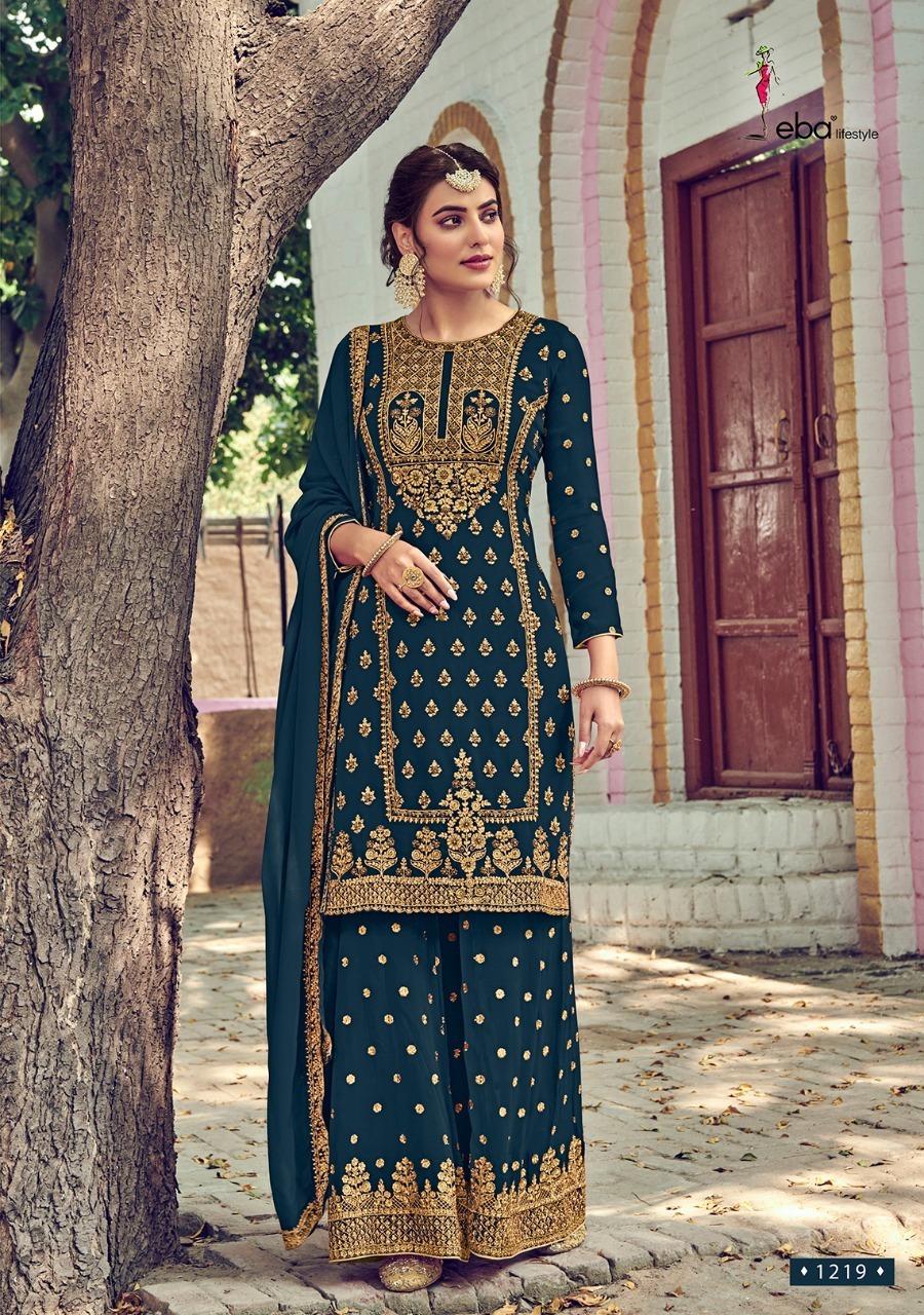 Eba Lifestyle Rose Gold Embroidery Designer Salwar Suit Catalog