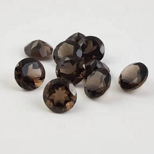 8mm Smoky Quartz Faceted Round Loose Gemstones