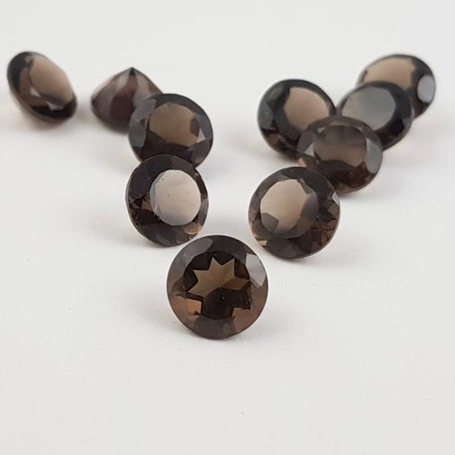 8mm Smoky Quartz Faceted Round Loose Gemstones