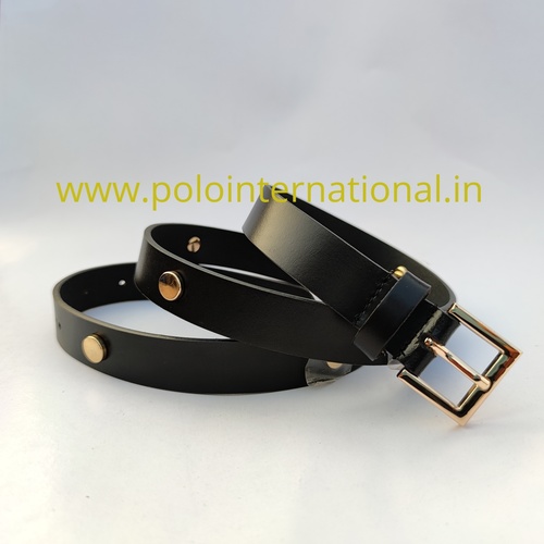 Zinc Leather Belt With Metal Trims For Women