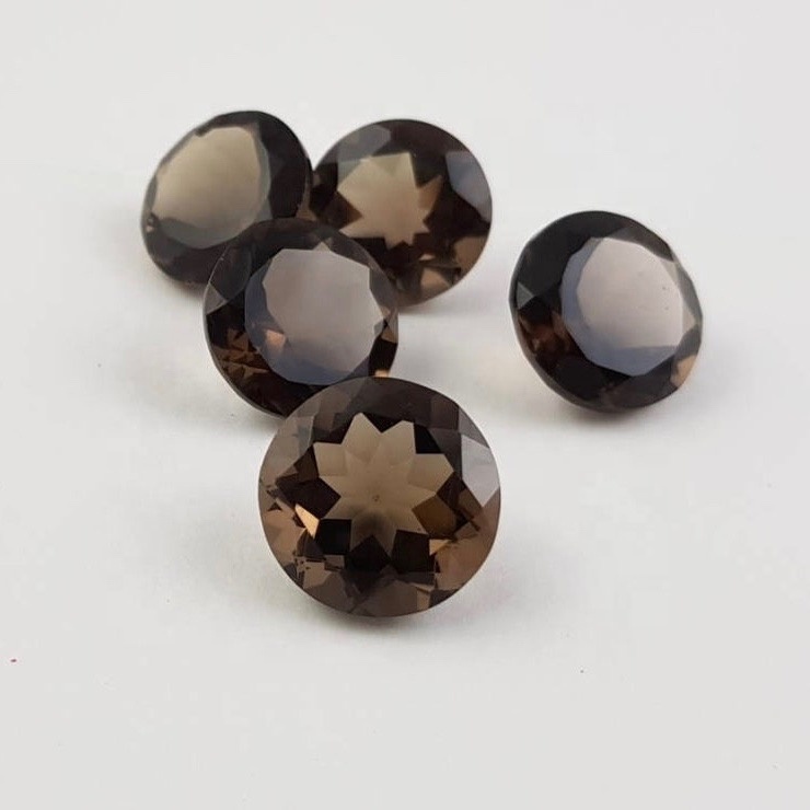 11mm Smoky Quartz Faceted Round Loose Gemstones