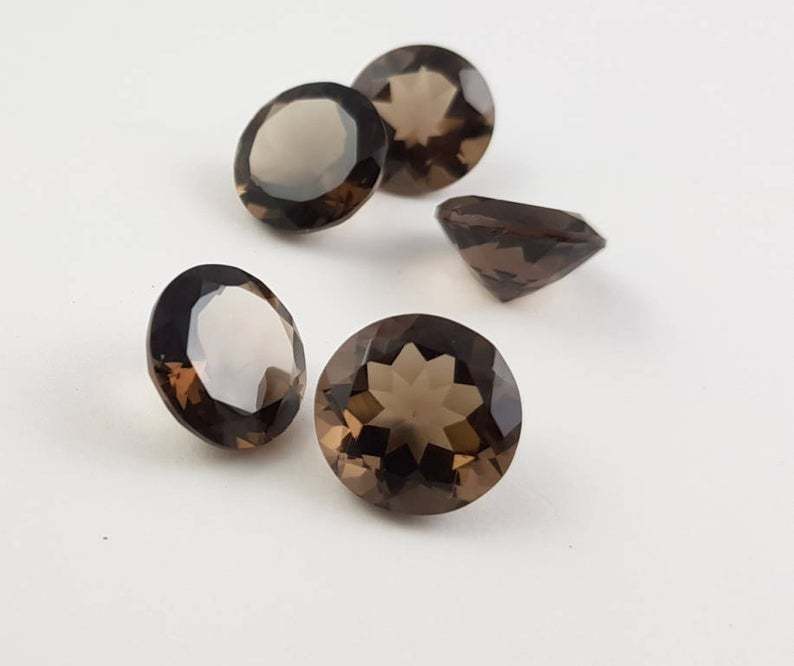 11mm Smoky Quartz Faceted Round Loose Gemstones