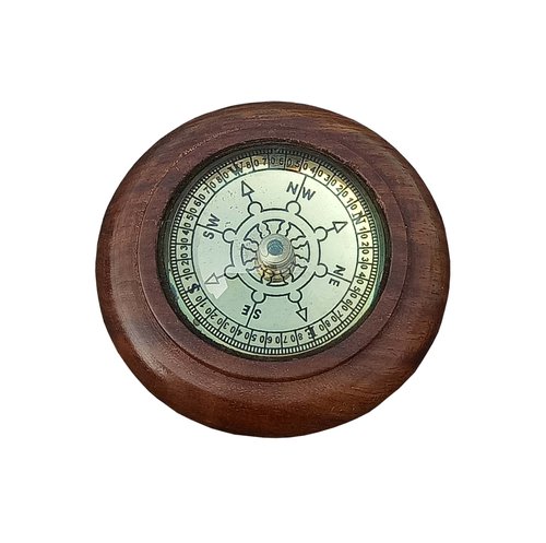 As Shown In Picture Wooden Round Desk Compass With Lens Glass