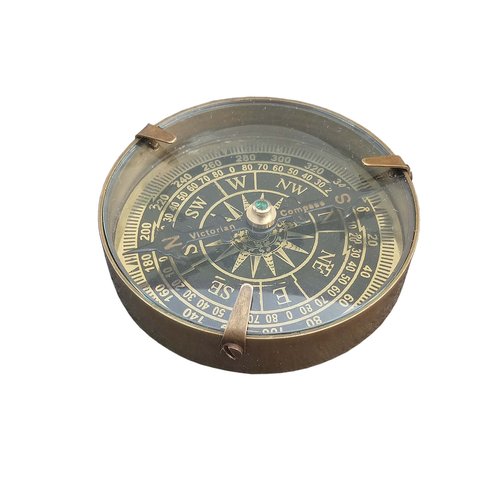1875 Victorian Pocket Compass Vintage Marine Brass Compass
