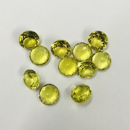 7mm Lemon Quartz Faceted Round Loose Gemstones