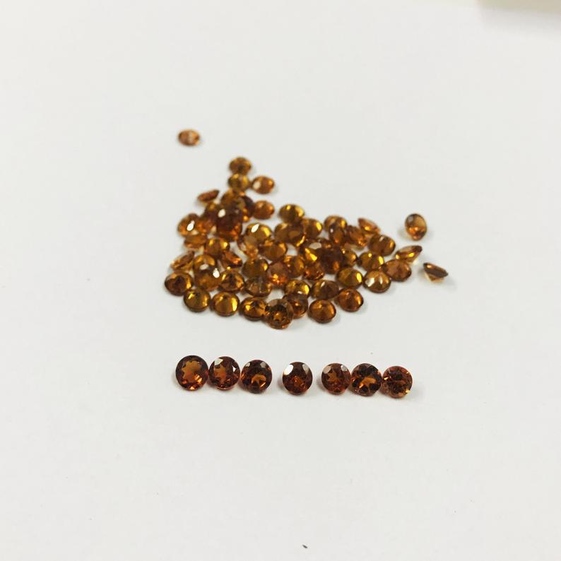 3mm Hessonite Garnet Faceted Round Loose Gemstones