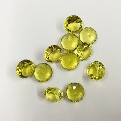 9mm Lemon Quartz Faceted Round Loose Gemstones