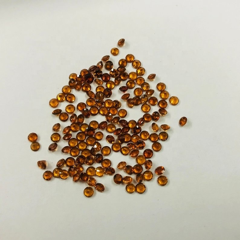 2.5mm Hessonite Garnet Faceted Round Loose Gemstones