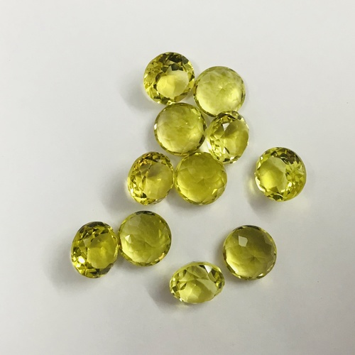 10mm Lemon Quartz Faceted Round Loose Gemstones