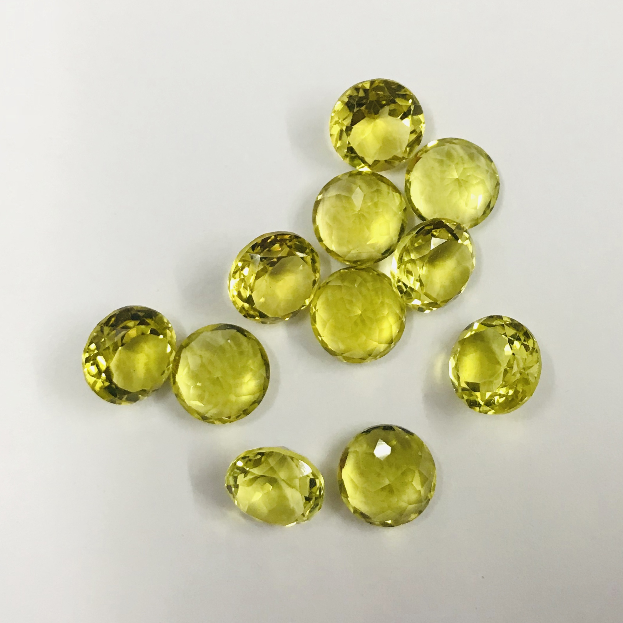 10mm Lemon Quartz Faceted Round Loose Gemstones