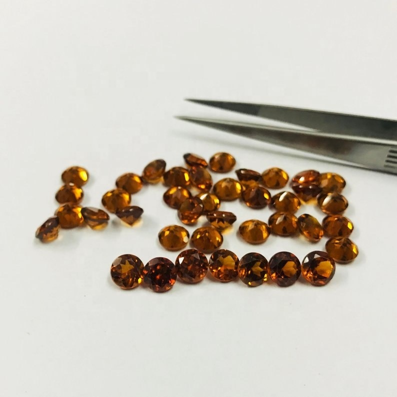 5mm Hessonite Garnet Faceted Round Loose Gemstones