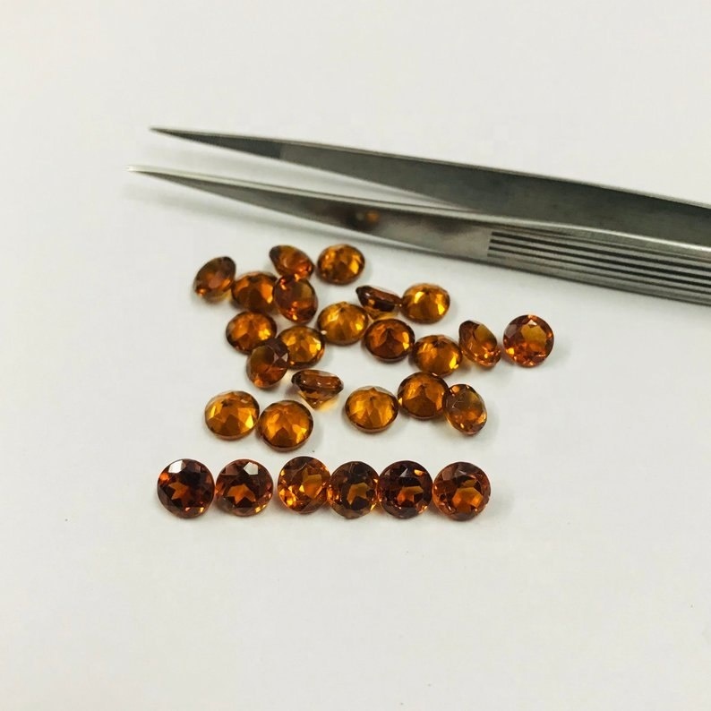 8mm Hessonite Garnet Faceted Round Loose Gemstones