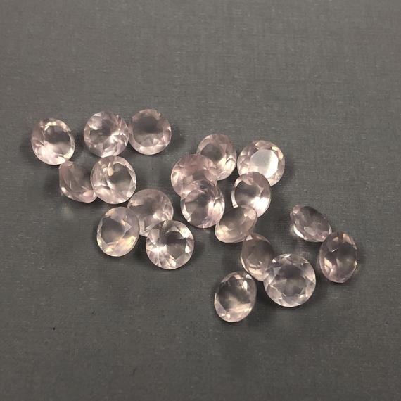 7mm Rose Quartz Faceted Round Loose Gemstones