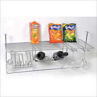 Bar Rack - Stainless Steel, Chrome Finish, 2 Shelves , Lightweight Design With Glass And Bottle Holders