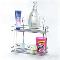 Detergent Rack - Stainless Steel, 12 X 6 X 16 Mm , Wall Mounted, 2-tier Design, Silver Finish