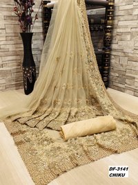 Heavy Net Sarees With Embroidery And Stone Work