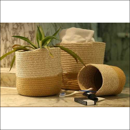 Hand Made Natural Jute Cotton Basket
