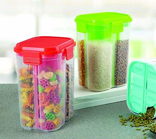 TRANSPARENT 4 SECTION CONTAINER STORAGE DISPENDER 2000 ML