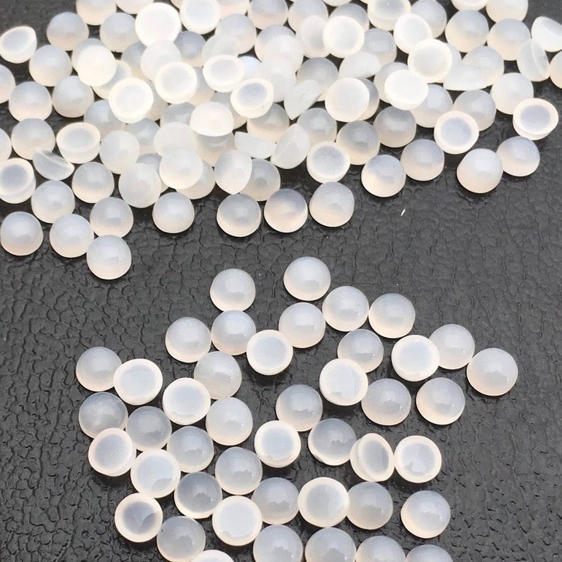 3mm White Moonstone Round Cabochon Loose Gemstones
